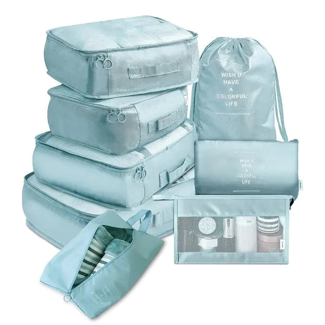 Conjunto de organizador de viagem de grande capacidade com 8 peças 