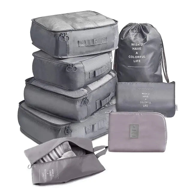 Conjunto de organizador de viagem de grande capacidade com 8 peças 