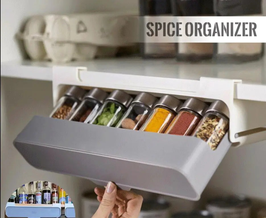 Self-Adjusting Spice Rack Organizer