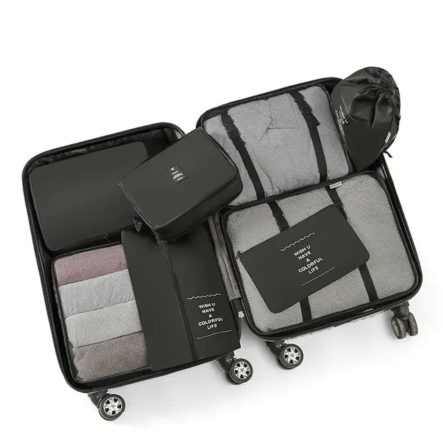 Conjunto de organizador de viagem de grande capacidade com 8 peças 