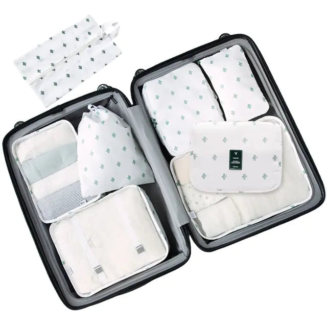 Conjunto de organizador de viagem de grande capacidade com 8 peças 