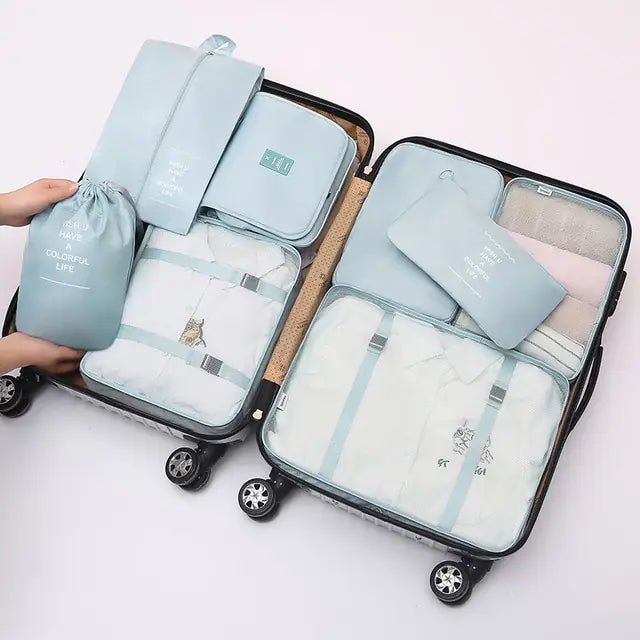 Conjunto de organizador de viagem de grande capacidade com 8 peças 