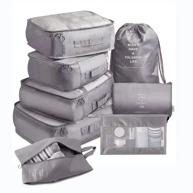 Conjunto de organizador de viagem de grande capacidade com 8 peças 