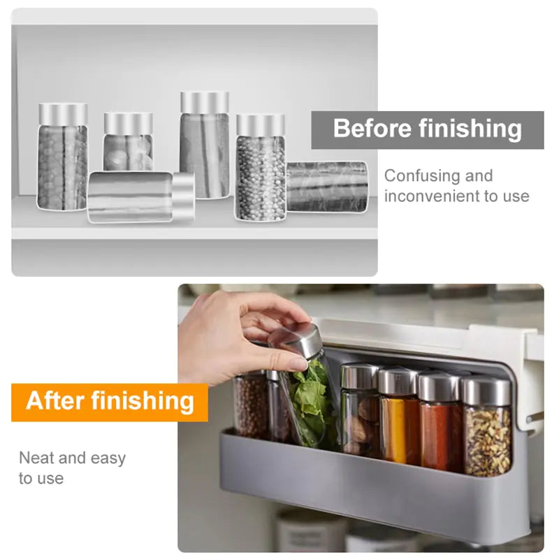 Self-Adjusting Spice Rack Organizer