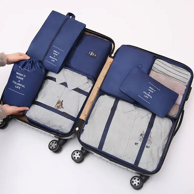 Conjunto de organizador de viagem de grande capacidade com 8 peças 