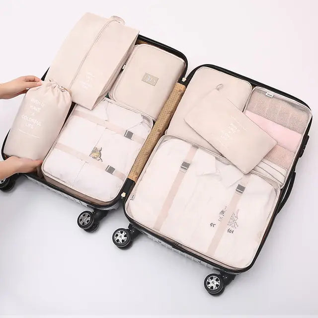 Conjunto de organizador de viagem de grande capacidade com 8 peças 