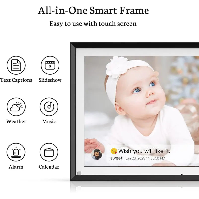 SmartFrame Cloud – Moldura digital WiFi inteligente com tela sensível ao toque