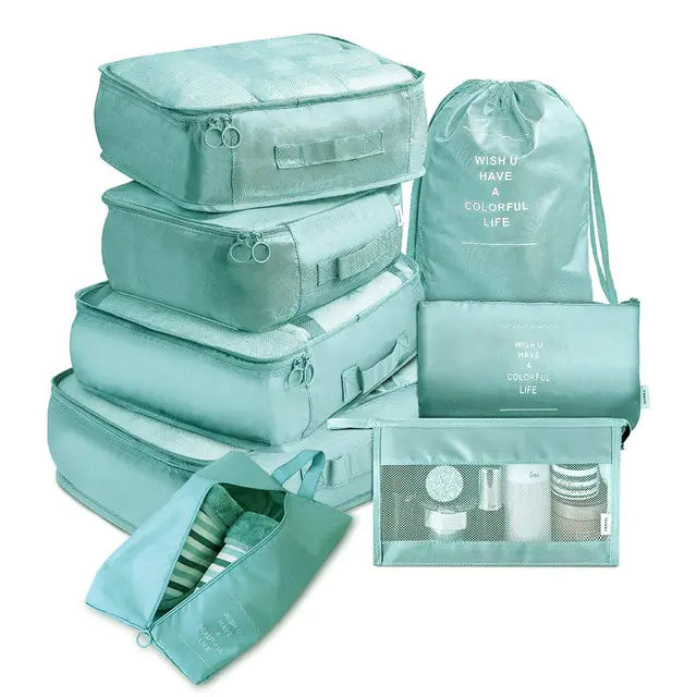 Conjunto de organizador de viagem de grande capacidade com 8 peças 