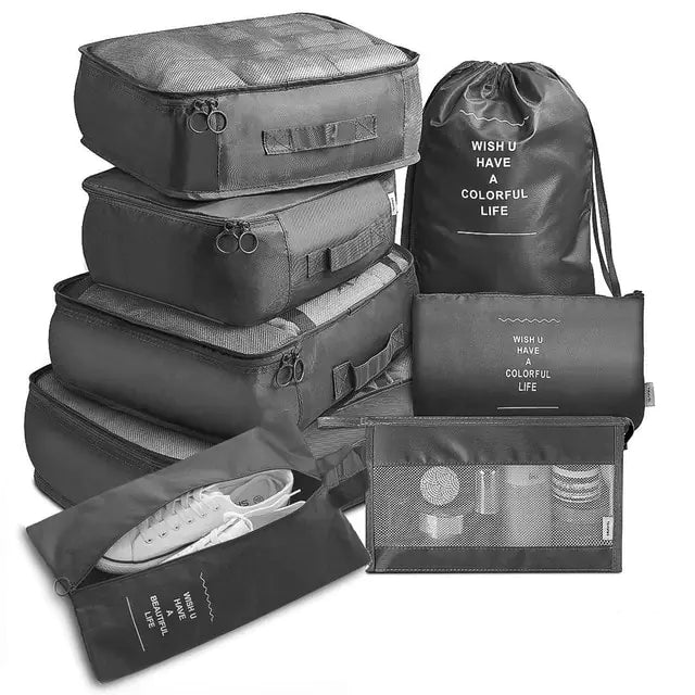 Conjunto de organizador de viagem de grande capacidade com 8 peças 