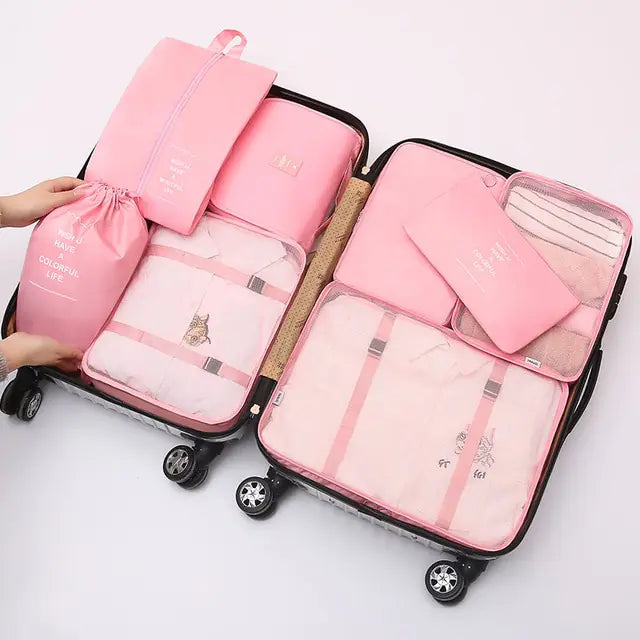 Conjunto de organizador de viagem de grande capacidade com 8 peças 